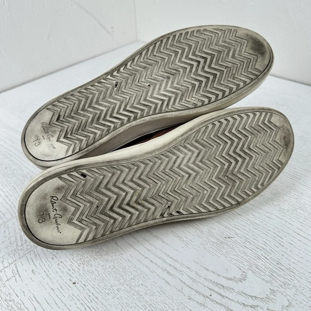 Robert Graham Dion Shoes Brown Men's 13‎ RGS5195 Woven Leather Lifestyle Sneaker